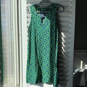 Escapada Green and Blue Geometric Mini Dress With Pockets